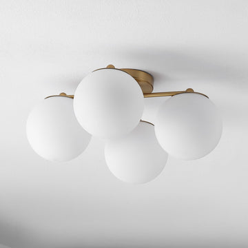 Orly 18" Bohemian Farmhouse Iron/Frosted Glass LED Semi Flush Mount - JONATHAN Y